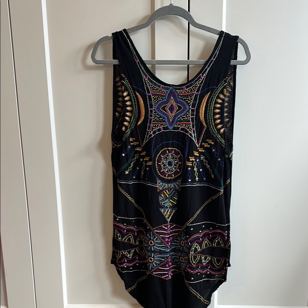 Embroidered Black beach cover up